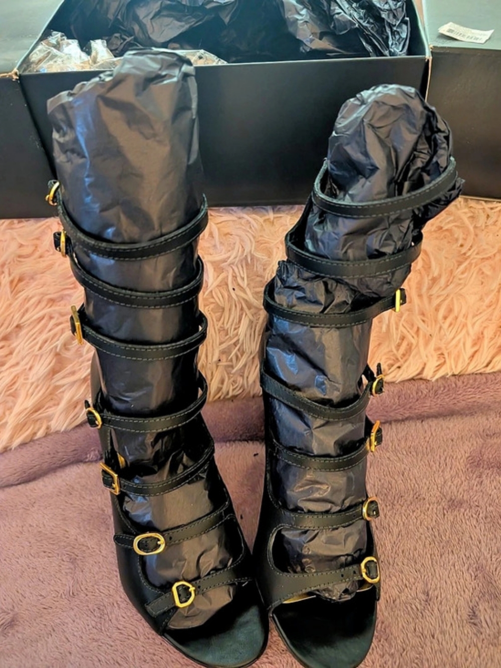 Report Signature Black Strappy High Heel Sandals